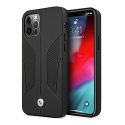 etui bmw bmhcp12lrscsk iphone 12 pro max 6,7" noir coque dur cuir perforate sides 