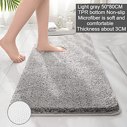 LUUCOZK Tapis de bain antidérapants absorbants à séchage rapide pour salle de bain - gris clair 50 x 80 cm-Taille standard