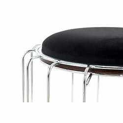 Paris Prix Pouf & Table d'Appoint Comfortable 50cm Noir & Argent