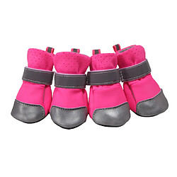 4 pcs chien animal respirant bottes chiot en plein air chaud anti-dérapant chaussures rose l