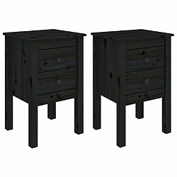 Maison Chic Lot de 2 Tables de chevet - Tables de Nuit Noir 40x35x61,5 cm Bois de pin massif