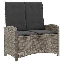 Maison Chic Banc inclinable de jardin avec coussins| Banc d'extérieur gris résine tressée -GKD35842