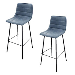 Toilinux Lot de 2 Tabourets de bar design industriel Brooklyn - Bleu