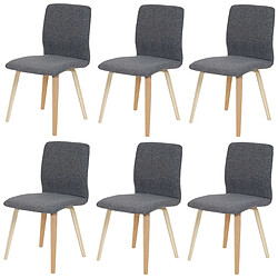 Mendler Lot de 6 chaises de séjour Bendorf, style rétro, pieds clairs ~ tissu, gris