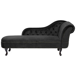 Beliani Méridienne Chesterfield côté droit en velours noir NIMES