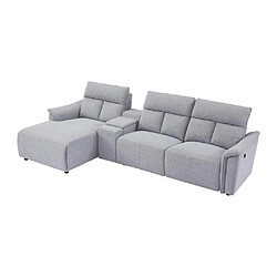 Vente-Unique Canapé d'angle gauche relax électrique en tissu gris clair GARUVO