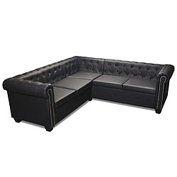 vidaXL Canapé d'angle Chesterfield 5 places Cuir synthétique Noir