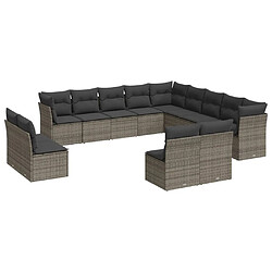 Maison Chic Salon de jardin avec coussins 12 pcs | Ensemble de Table et chaises | Mobilier d'Extérieur gris résine tressée -GKD47672