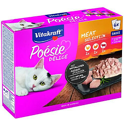 VITAKRAFT Poésie Multipack Délice assortiment en sauce Poulet, Dinde, Bœuf - Lot de 7 Boîtes de 6 pochons de 85 g