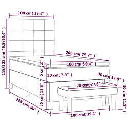 Acheter vidaXL Sommier à lattes de lit avec matelas Noir 100x200 cm Velours