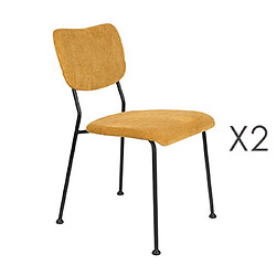 Mes Lot de 2 chaises repas en tissu ocre - BENSON