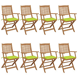 vidaXL Chaises pliables de jardin lot de 8 avec coussins Bois d'acacia