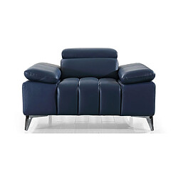 La Maison Du Canapé Fauteuil cuir Design LYAM Bleu 