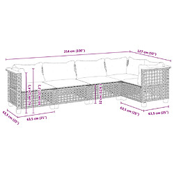 vidaXL Salon de jardin 5 pcs avec coussins noir résine tressée pas cher