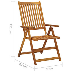 vidaXL Chaises pliables de jardin lot de 3 avec coussins Bois d'acacia pas cher