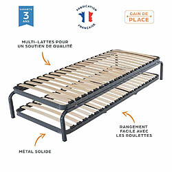 Avis Ebac Ensemble lit gigogne métal 90x190 - 20 lattes bois - Gain de place - Made in France