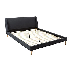 Avis Vente-Unique Lit scandinave 160 x 200 cm - Tissu - Anthracite - BENEDICTE