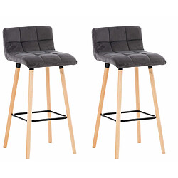 Non Lot de 2 tabourets de bar Lincoln velours 