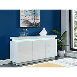 Vente-Unique Buffet EMERSON II - LEDs - 2 portes & 3 tiroirs - MDF laqué blanc 