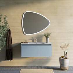 Kiamami Valentina ARMOIRE DE TOILETTE MURALE AVEC LAVABO DE 100 CM BLEU MAT, MIROIR À LED | MONACO 