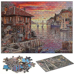 Acheter Universal 1000 pièces coucher de soleil méditerranéen puzzle bricolage puzzle jouets assemblage image déco