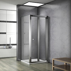 Cabine de douche 100x80x185cm porte de douche pliante en verre securitavec une paroi de douche de 80cm