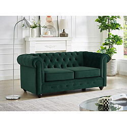 Vente-Unique Canapé 2 places en velours vert CHESTERFIELD