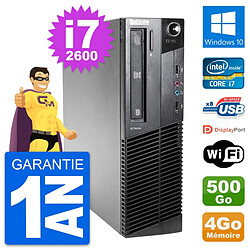 PC Lenovo ThinkCentre M81 SFF Intel i7-2600 RAM 4Go Disque 500Go Windows 10 Wifi - Occasion