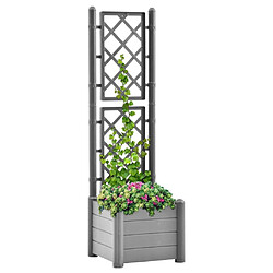 Maison Chic Jardinière,Bac à fleurs avec treillis - pot de fleur 43x43x142 cm PP Gris pierre -GKD89999