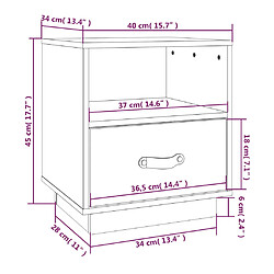 vidaXL Tables de chevet 2 pcs Noir 40x34x45 cm Bois de pin massif pas cher