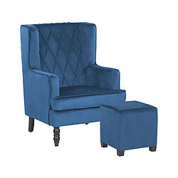 Beliani Fauteuil Velours Bleu foncé SANDSET 