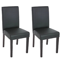 Decoshop26 Lot de 2 chaises de salle à manger synthétique noir mat pieds foncés CDS04035