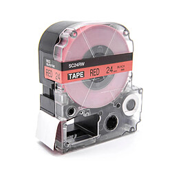 vhbw cassette à bande cartouche 24mm noir sur rouge pour imprimante d´étiquette Epson LabelWorks LW-1000P, LW-600P remplace LC-6YRN, SC24RW. 