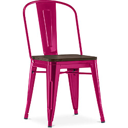 ICONIK INTERIOR Chaise carrée Stylix - Métal et bois foncé Fuchsia