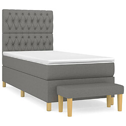 vidaXL Sommier à lattes de lit avec matelas Gris foncé 100x200cm Tissu