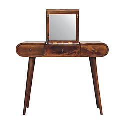 Artisan Furniture Coiffeuse en bois massif noyer avec miroir relevable, station de maquillage élégante pas cher