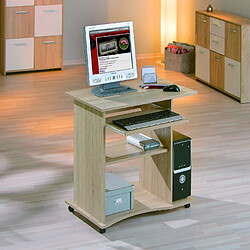 Alter Mini bureau à roulettes en stratifié finition chêne, 80 x 75 x 50 cm