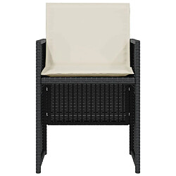 Maison Chic Ensemble de bistro 3 pcs avec coussins,Table + chaises + coussins de jardin noir résine tressée -GKD800384 pas cher