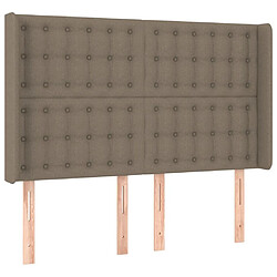 Maison Chic Tête de lit scandinave avec oreilles,meuble de chambre Taupe 147x16x118/128 cm Tissu -MN35835