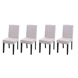 Decoshop26 Lot de 4 chaises de salle à manger en tissu crème pieds foncés CDS04560