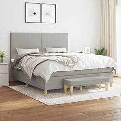 vidaXL Sommier à lattes de lit avec matelas Gris clair 160x200cm Tissu