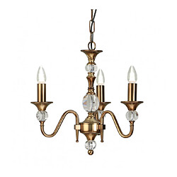 Interiors 1900 Suspension 3 ampoules Polina, laiton antique et cristal