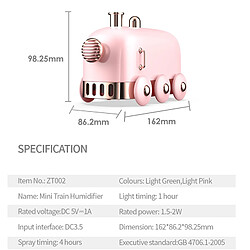 Universal Humidificateur à ultrasons 300ml Vintage Mini Train USB Diffuseur d'air aromatique Huile essentielle Brouilleur Fabricant Atomisateur Lumière LED de couleur | Humidificateur (vert)