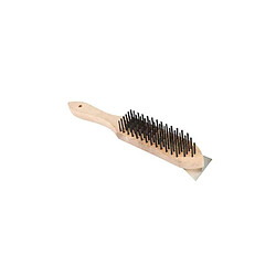 Brosse métallique à manche en bois et racloir - 6 rangs