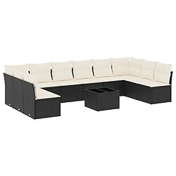 Maison Chic Salon de jardin 11 pcs avec coussins, Ensemble Tables et chaises d'extérieur noir résine tressée -GKD998838