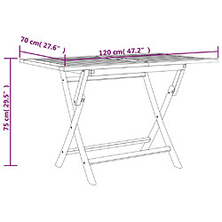 vidaXL Table de jardin pliante gris 120x70x75 cm bois de teck solide pas cher