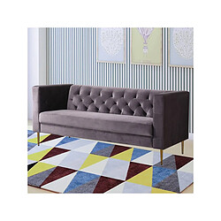 Habitat Et Jardin Canapé fixe en velours Bruce - 196 x 76 x 82 cm - 3 places - Gris