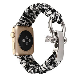 Avizar Bracelet Apple Watch 38 et 40 mm Cordon tressé en Nylon - Noir et Blanc