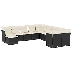 vidaXL Salon de jardin 11 pcs avec coussins noir résine tressée