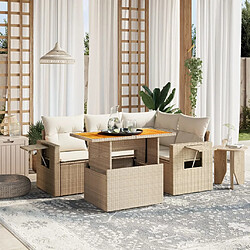 vidaXL Salon de jardin avec coussins 5 pcs beige résine tressée 